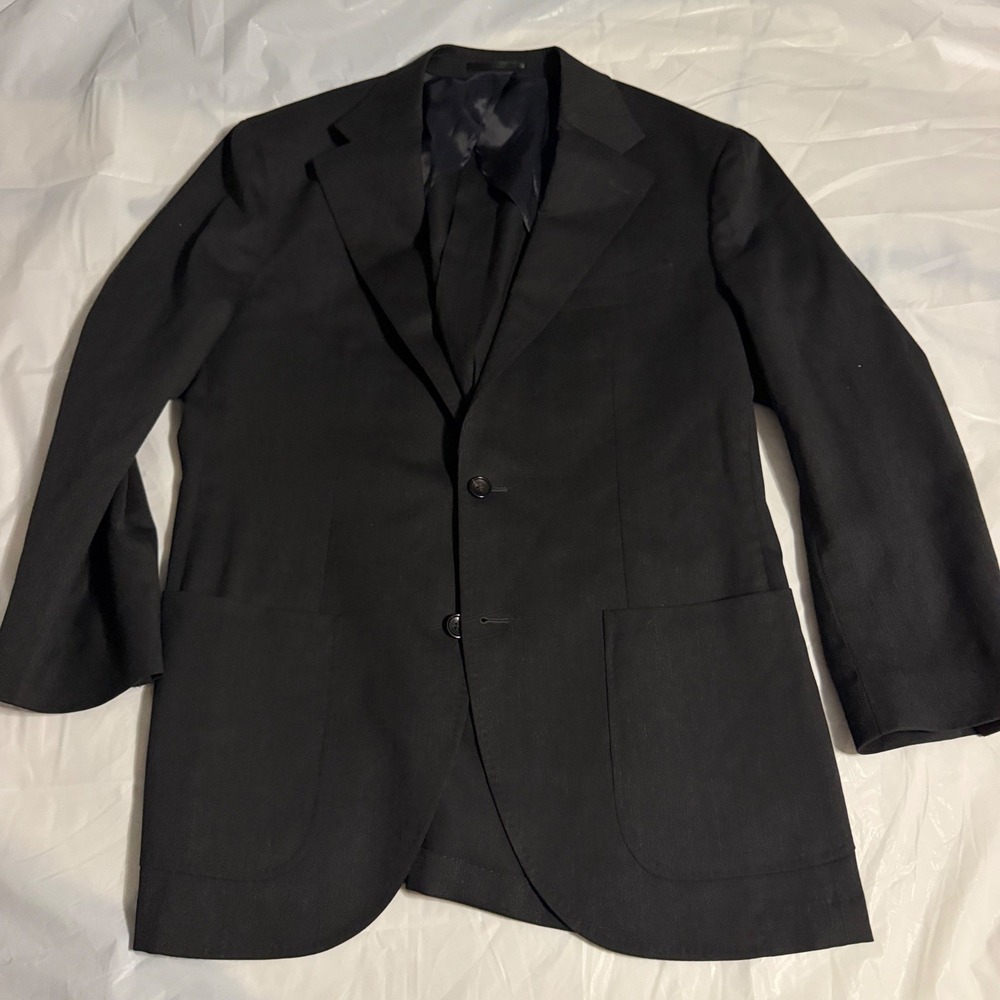 Spier & Mackay Mens Contemporary Sportcoat Blazer 44 Wool Italian Fabric Black